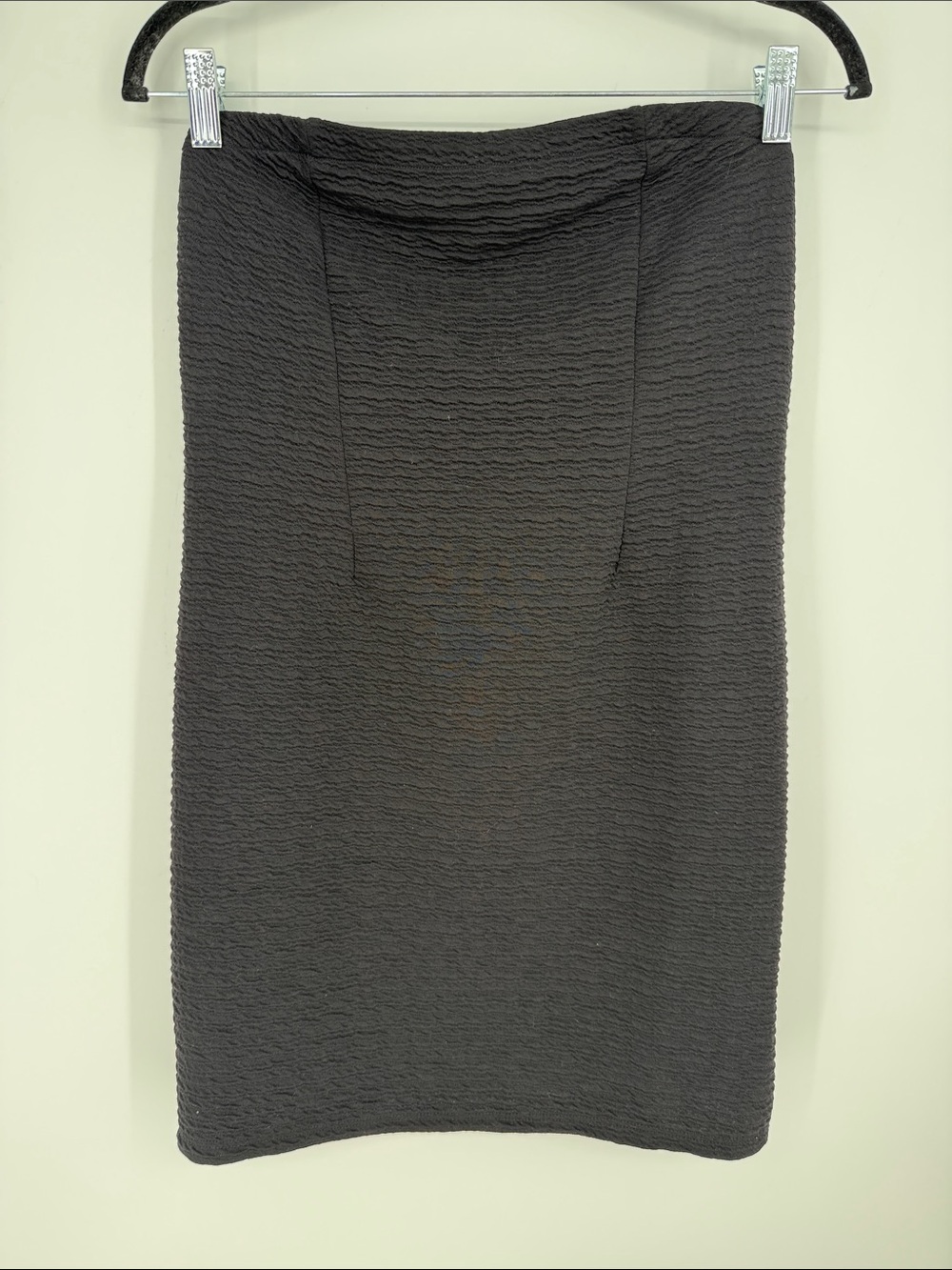 Topshop Textured Black Strapless Bodycon Mini Dress size 10